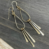 Teardrop With Long Fringe Hoop Earrings