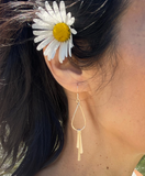 Teardrop With Long Fringe Hoop Earrings