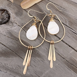 Circle Hoop Earrings With Mother Of Pearl Drop + Fringe