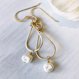 Small Teardrop With Freshwater Pearl Earrings