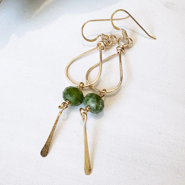 Small Teardrop Earrings With Gemstone Dangle