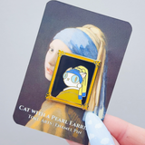 Cat With A Pearl Earring Enamel Pin