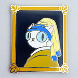 Cat With A Pearl Earring Enamel Pin