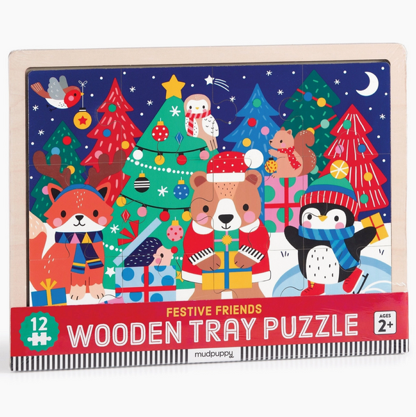 Festive Friends 12 Piece Wooden Tray Puzzle