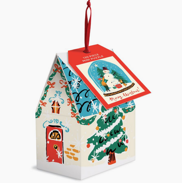 Puzzle Ornament - Merry Christmas Snow Globe
