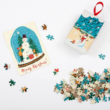 Puzzle Ornament - Merry Christmas Snow Globe