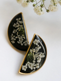 Flower Resin Earrings - Queen Anne's Lace Split Studs