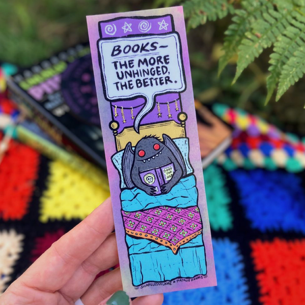 Bookmark - Mothman Reads In Bed