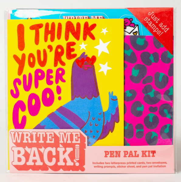 Write Me Back Pen Pal Kit - Pigeon + Leopard
