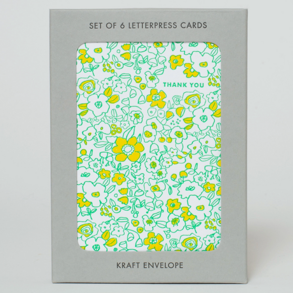 Letterpress Floral Thank You Cards Boxed Set