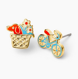 Bicycle + Dog Basket Earrings