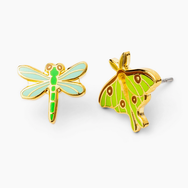 Luna Moth + Dragonfly Earrings