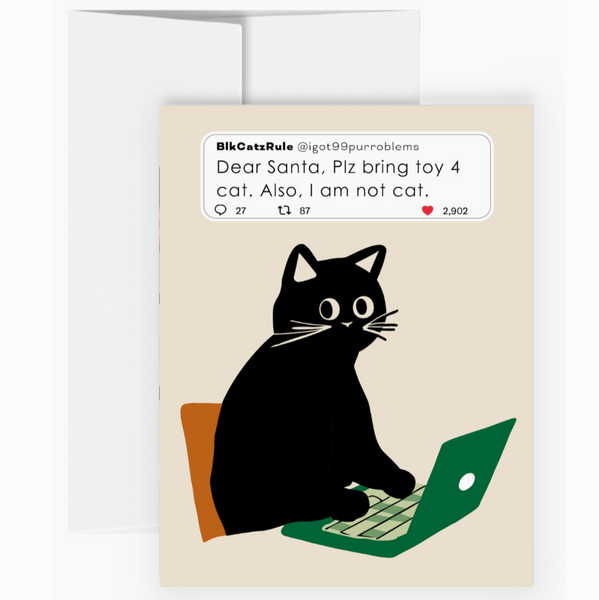 Cat Dear Santa Holiday Card