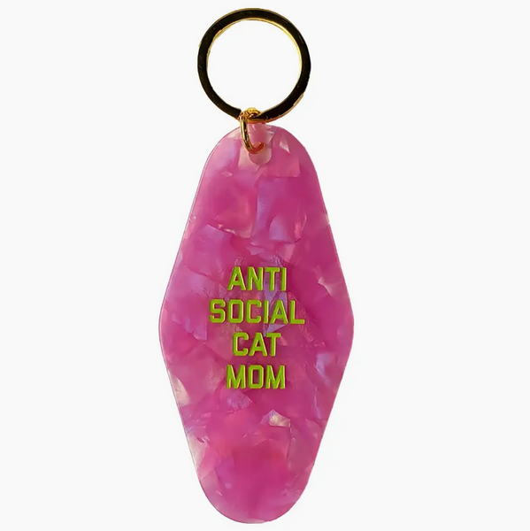 Motel Tag Keychain - Antisocial Cat Mom