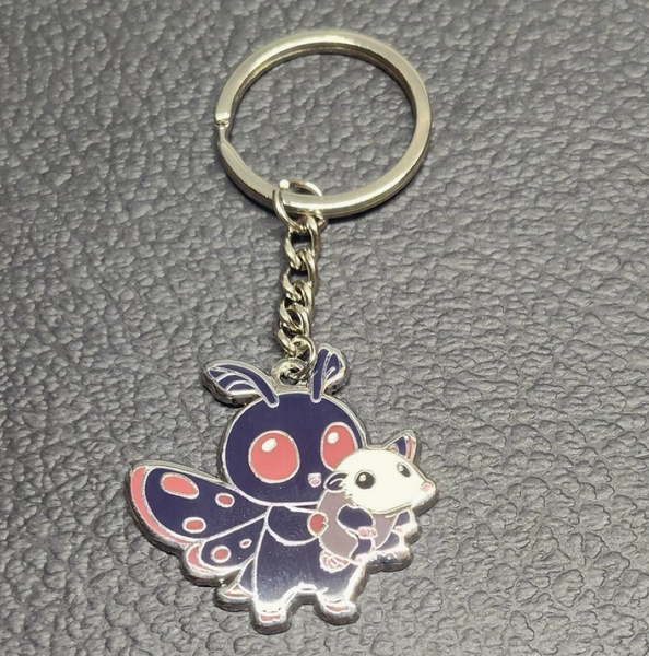 Mothman + Opossum Friend Enamel Keychain