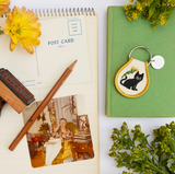 Embroidered Fabric Keychain - Black Cat