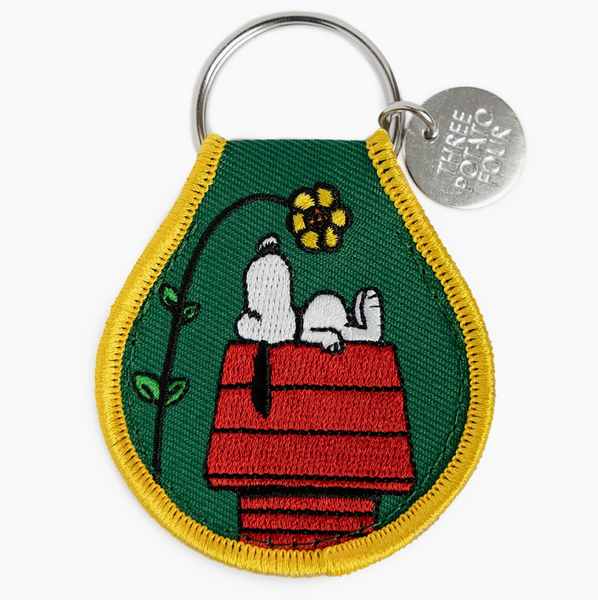 Embroidered Fabric Keychain - Snoopy On His Doghouse