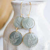 Flower Resin Earrings - Pale Emerald Fern