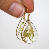 Flower Resin Earrings - Mossy Teardrops