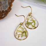Flower Resin Earrings - Mossy Teardrops