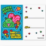 Valentine's Day Sticker Card - Frog Mushroom