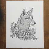 Fox With Roses Print