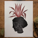 Head With Leaves Print