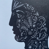 Head With Leaves Print
