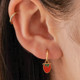 Strawberry Enamel Huggie Hoops Earrings - Full Circle Gifts & Goods