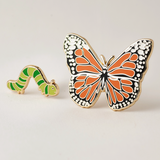 Monarch Butterfly + Caterpillar Enamel Pin Set - Full Circle Gifts & Goods
