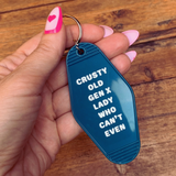 Motel Tag Keychain - Crusty Old Gen X Lady