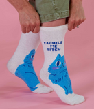 Blue Q Women's Crew Socks - Cuddle Me Cat