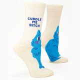 Blue Q Women's Crew Socks - Cuddle Me Cat