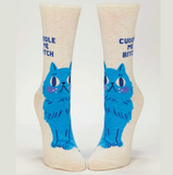 Blue Q Women's Crew Socks - Cuddle Me Cat