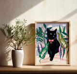 Black Cat Garden Giclée Art Print