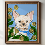 Chihuahua with Flowers Giclée Art Print
