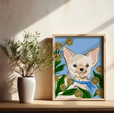Chihuahua with Flowers Giclée Art Print