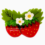 Hair Claw - Large Strawberries + Leaves