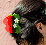 Hair Claw - Large Strawberries + Leaves