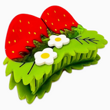 Hair Claw - Large Strawberries + Leaves