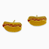 Hot Dog Enamel Earrings