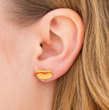 Hot Dog Enamel Earrings