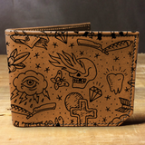 Printmaker Leather Wallet - Tattoo Print