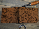 Printmaker Leather Wallet - Tattoo Print