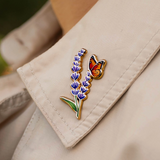 Butterfly On Lavender Enamel Pin
