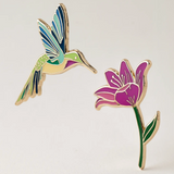 Hummingbird + Lily Enamel Pin Set
