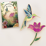 Hummingbird + Lily Enamel Pin Set