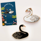Swans In Love Enamel Pin Set