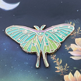 Glow In The Dark Luna Moth Enamel Pin