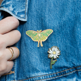 Glow In The Dark Luna Moth Enamel Pin